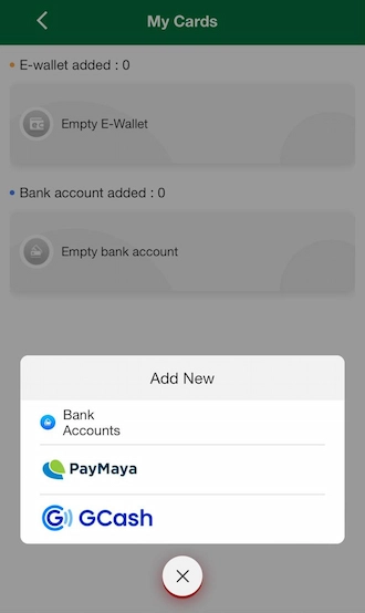 Step 3:The system will display a list of account types you can add for withdrawing money.